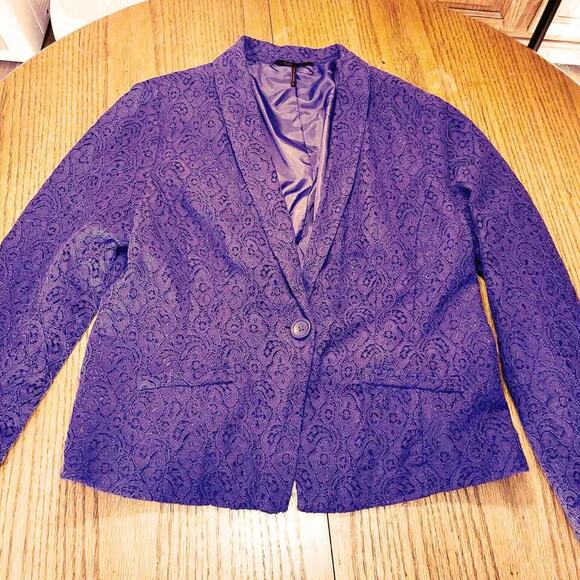 Sofia Vergara Women's Blazer XL Purple Lace Light Peplum Twee Fairy Cottage Boho - Picture 10 of 16